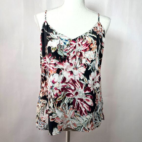 L'Agence 100% Silk Charmeuse Camisole Top Small Feminine Dark Floral Botanical - Picture 1 of 12